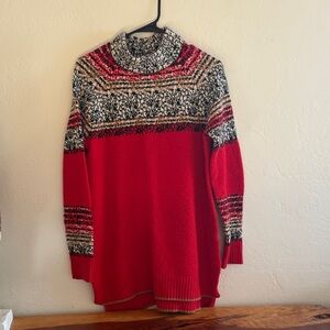 Anthropologie Red and Black Cowl Neck Sweater